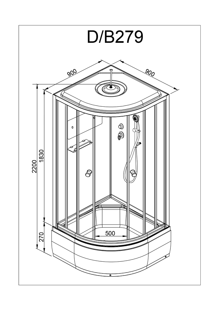 Душевая кабина Deto Серия D D279S 90x90 купить в интернет-магазине Sanbest