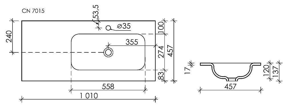 Раковина Ceramica Nova Grace CN7015 чаша справа купить в интернет-магазине Sanbest