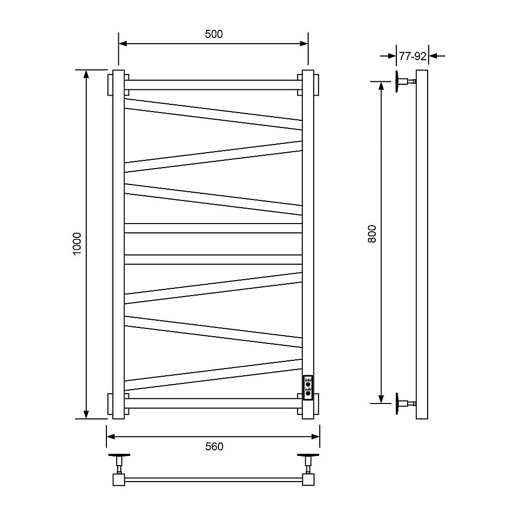 Полотенцесушитель электрический Veconi Barro-C B10050B-C черный купить в интернет-магазине сантехники Sanbest