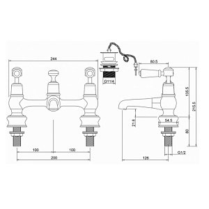 Смеситель для раковины Burlington Regent KER10-QT BLA купить в интернет-магазине сантехники Sanbest