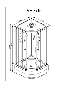 Душевая кабина Deto Серия D D279S 90x90 купить в интернет-магазине Sanbest