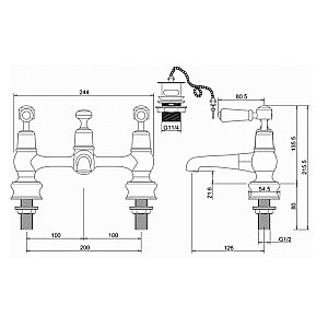 Смеситель для раковины Burlington Regent KER10-QT BLA купить в интернет-магазине сантехники Sanbest