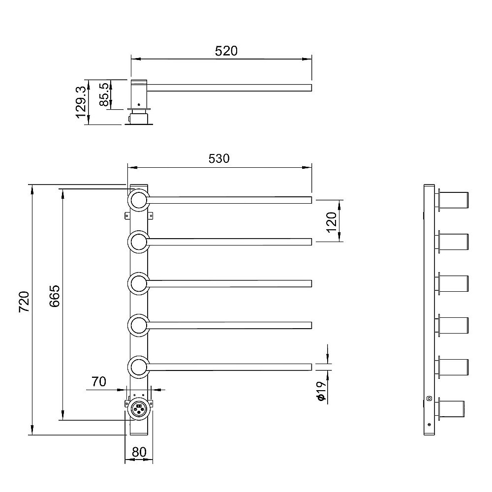 Полотенцесушитель электрический встраиваемый WONZON & WOGHAND HAMBURG WW-AL315-CR хром купить в интернет-магазине сантехники Sanbest