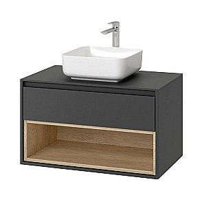 Тумба с раковиной Excellent TUTO MLEX.0102.800.GRBL 80 серый/дуб для ванной в интернет-магазине Sanbest