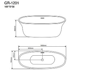 Ванна акриловая Grossman Galaxy GR-1201 166x75 белая купить в интернет-магазине Sanbest
