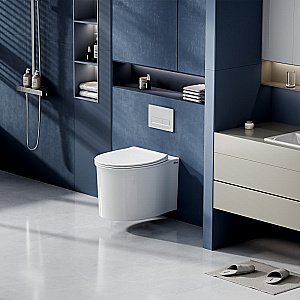 Унитаз подвесной Abber Bequem AC1127 белый, безободковый, с крышкой микролифт, слив торнадо купить в интернет-магазине Sanbest