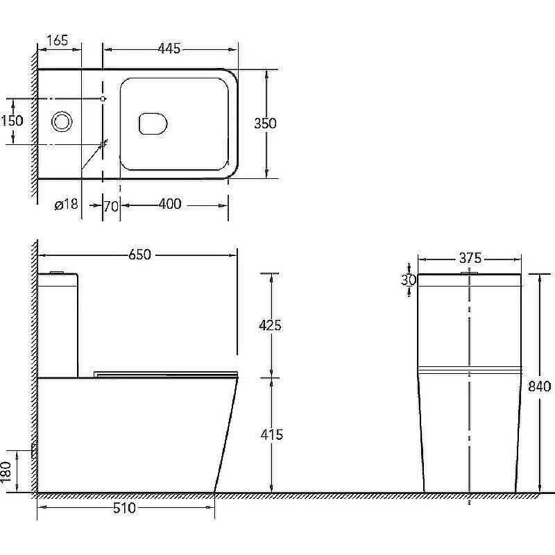 Унитаз напольный SantiLine SL-5017 безободковый, с бачком, с крышкой микролифт, белый купить в интернет-магазине Sanbest