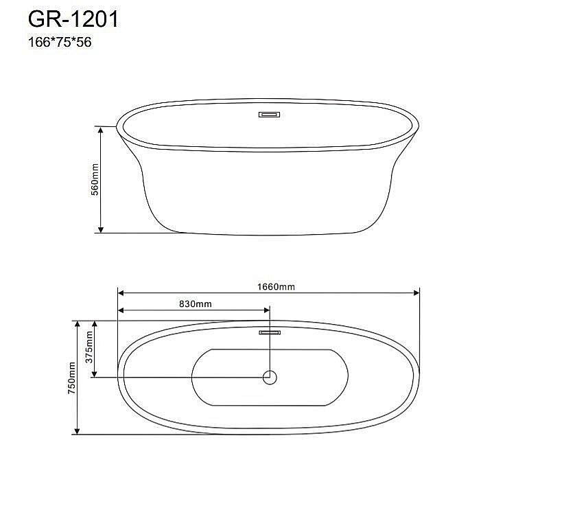 Ванна акриловая Grossman Galaxy GR-1201 166x75 белая купить в интернет-магазине Sanbest