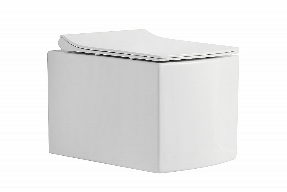 Унитаз подвесной Ceramalux 2022 белый, безободковый, с крышкой микролифт купить в интернет-магазине Sanbest