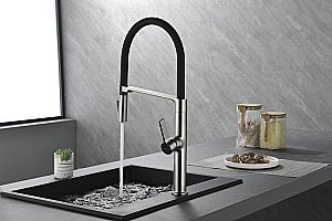 Смеситель для кухни Paulmark Barrel Ba214029-BS брашированная нержавеющая сталь купить в интернет-магазине сантехники Sanbest