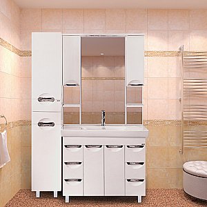 Тумба с раковиной 6 ящ. напольная Misty София 100 белая эмаль для ванной в интернет-магазине Sanbest