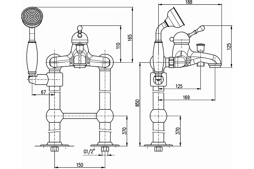 Смеситель для ванны RAV-Slezak LABE L450.5/2SM бронза купить в интернет-магазине сантехники Sanbest