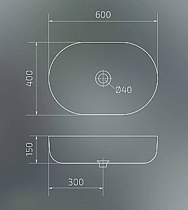 Раковина накладная Gid Lago 60 Bm9026a 53369 черная матовая купить в интернет-магазине Sanbest