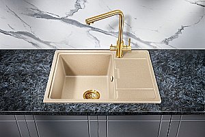 Мойка кухонная Milacio Navarra 65 Cuarzo MC.77064 бежевая купить в интернет-магазине сантехники Sanbest