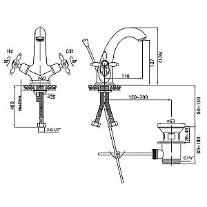 Смеситель для раковины Cezares GOLF-LS1-02 бронза купить в интернет-магазине сантехники Sanbest