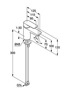 Смеситель для раковины Kludi Pure&Style 403890575WR4 хром купить в интернет-магазине сантехники Sanbest