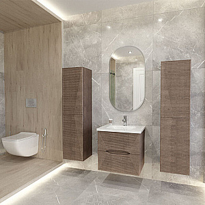 Тумба с раковиной Caprigo Modo-Terza 60 с интегрированной ручкой, цвет на выбор для ванной в интернет-магазине Sanbest