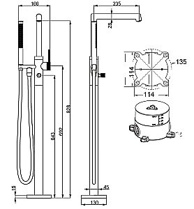 Смеситель для ванны Vincea Rim VTF-2RMCH хром купить в интернет-магазине сантехники Sanbest