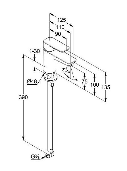 Смеситель для раковины Kludi Pure&Style 403890575WR4 хром купить в интернет-магазине сантехники Sanbest