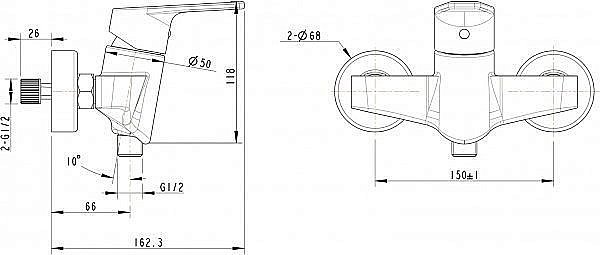 Смеситель для душа BRAVAT Line F95299C-1 купить в интернет-магазине сантехники Sanbest