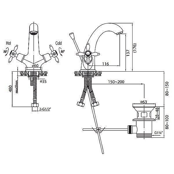 Смеситель для раковины Cezares GOLF-LS1-02 бронза купить в интернет-магазине сантехники Sanbest