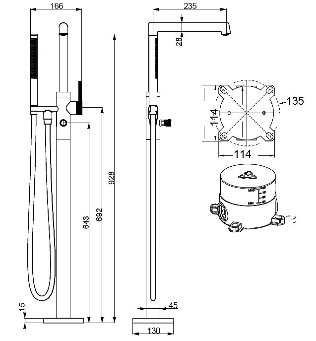 Смеситель для ванны Vincea Rim VTF-2RMCH хром купить в интернет-магазине сантехники Sanbest