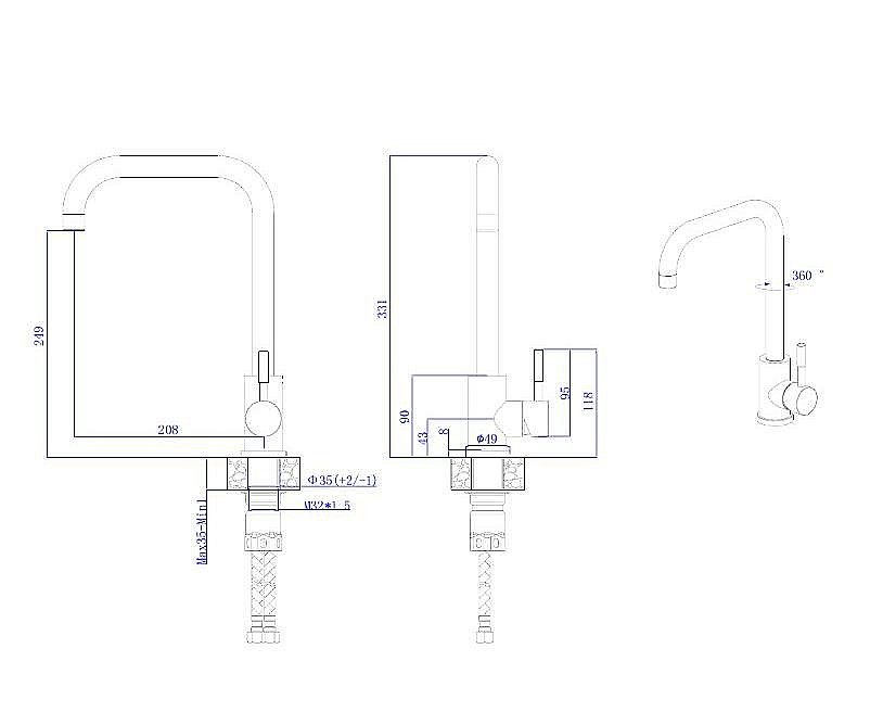 Смеситель для кухни Rush Melos SUS1101-23 сатин купить в интернет-магазине сантехники Sanbest