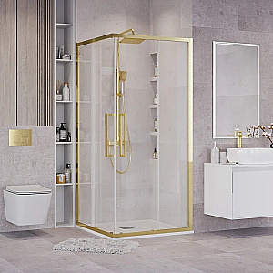 Душевой уголок Grossman Cosmo 90х90 300.K33.02.9090.32.00 стекло прозрачное/профиль золото брашированное купить в интернет-магазине Sanbest