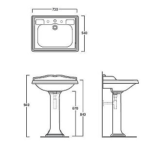 Раковина с пьедесталом SIMAS Arcade AR834 73 с 1 отверстием под смеситель купить в интернет-магазине Sanbest