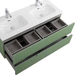 Тумба с раковиной Cezares DUET-N 120 DUET-N-1200-4C-SO-2-PS-P фисташковый софт для ванной в интернет-магазине Sanbest