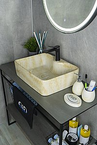 Раковина накладная Gid 48 Mnc606 54461 бежевый мрамор купить в интернет-магазине Sanbest