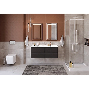 Тумба с раковиной BelBagno 120 KRAFT-1200-4C-SO-GSO+BB-8099-120-2 темно-серая матовая для ванной в интернет-магазине Sanbest