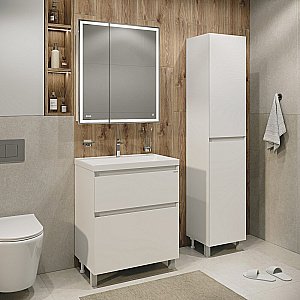 Тумба с раковиной напольная Grossman МЕРКАДО 70 с 2-я ящ, белая матовая для ванной в интернет-магазине Sanbest