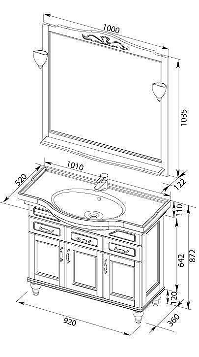Зеркало Aquanet Амелия 100 в ванную от интернет-магазине сантехники Sanbest