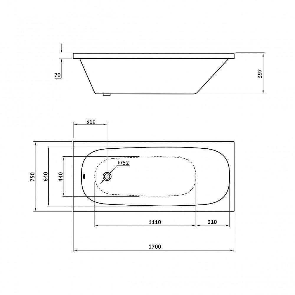 Ванна акриловая Berges NELU 050020 170х75 купить в интернет-магазине Sanbest