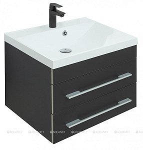 Тумба с раковиной Aquanet Верона 58 New черная матовая для ванной в интернет-магазине Sanbest