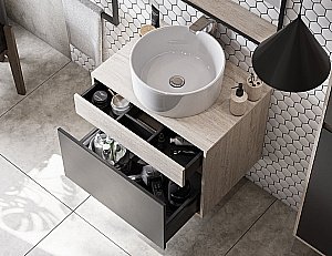 Тумба с раковиной Акватон Лофт Урбан 80 графит\орегон для ванной в интернет-магазине Sanbest