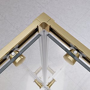 Душевой уголок Cezares Relax 80x80 RELAX-304-A-2-80-C-BORO стекло прозрачное/профиль матовое брашированное золото купить в интернет-магазине Sanbest