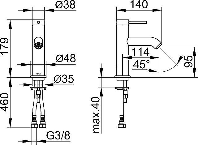 Смеситель для раковины KEUCO IXMO SOFT 59502372100 черный матовый купить в интернет-магазине сантехники Sanbest