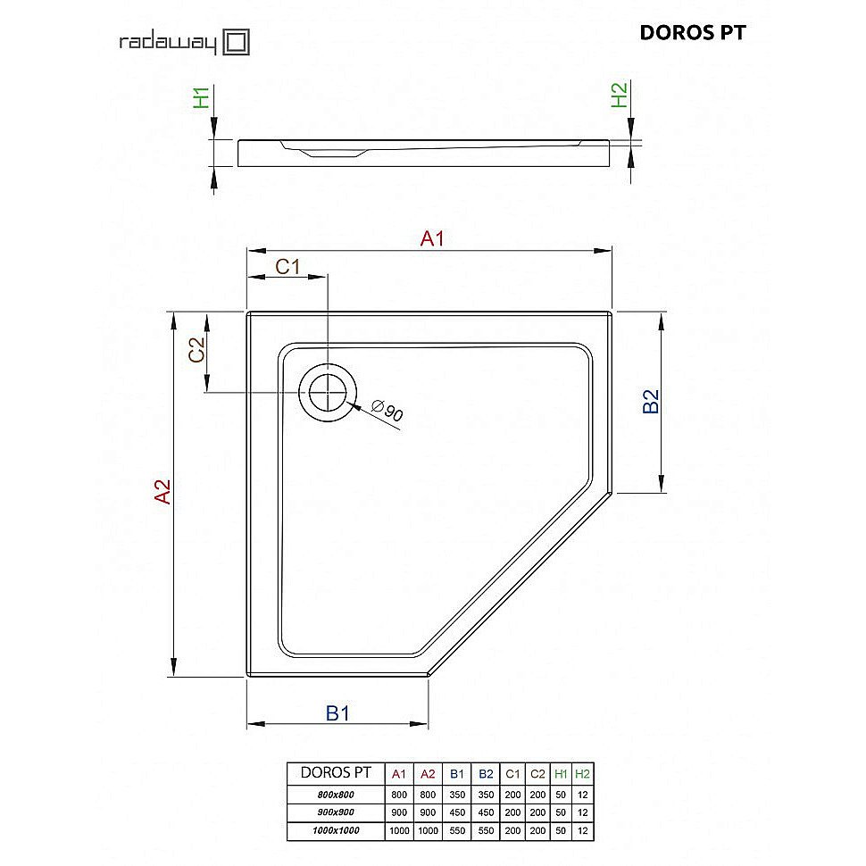 Душевой поддон Radaway Doros PT SDRPT1010-01 100x100 белый купить в интернет-магазине Sanbest