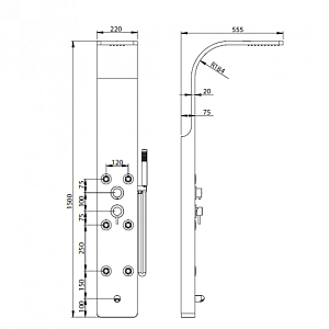 Душевая панель RGW Shower Panels	SP-03 20x150 купить в интернет-магазине сантехники Sanbest