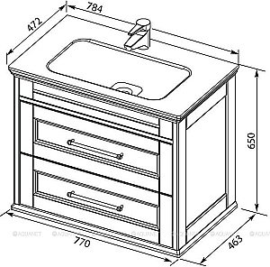 Тумба с раковиной Aquanet Бостон 243782 80 белый матовый для ванной в интернет-магазине Sanbest