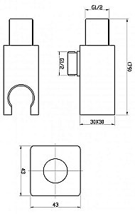 Подключение для шланга с держателем для лейки BelBagno NOVA BB-DHLA-IN купить в интернет-магазине сантехники Sanbest