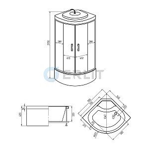 Душевая кабина Erlit ER3509TPF-C4-RUS 90x90 тонированное стекло купить в интернет-магазине Sanbest