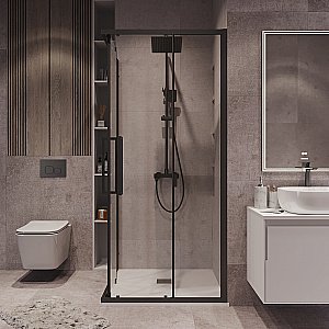 Душевой уголок Grossman Cosmo 300.K33.02.9090.21.00 90x90 стекло прозрачное/профиль черный матовый купить в интернет-магазине Sanbest