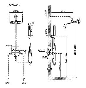 Душевая система Sancos Select SC3003CH хром купить в интернет-магазине сантехники Sanbest