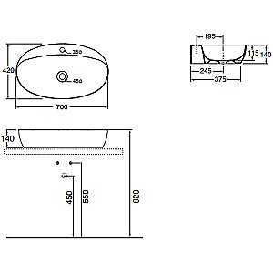Раковина накладная Azzurra Elegance 70 ECI70M bi*1 белая купить в интернет-магазине Sanbest