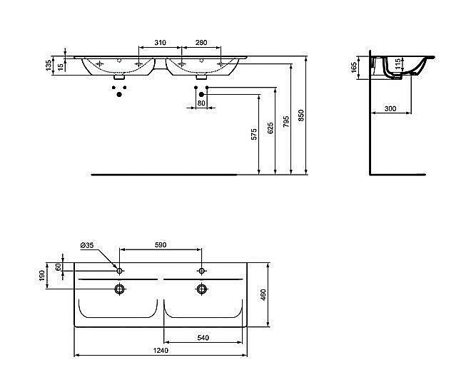 Раковина подвесная Ideal Standard Connect Air 124 E027301 белая купить в интернет-магазине Sanbest