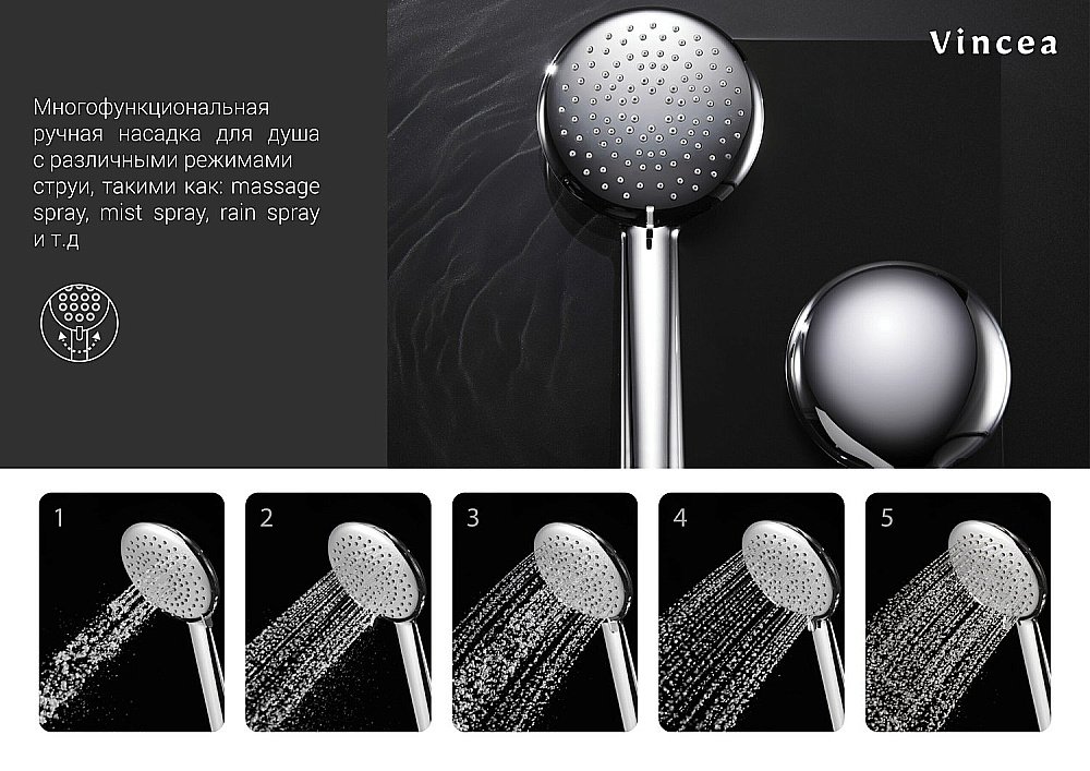 Душевая система Vincea Esse VSFW-1E1MB черная купить в интернет-магазине сантехники Sanbest
