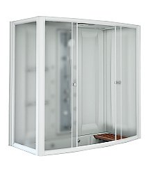 Душевое ограждение Радомир Элис 168х85 профиль белый/стекла матовые, левое купить в интернет-магазине сантехники Sanbest